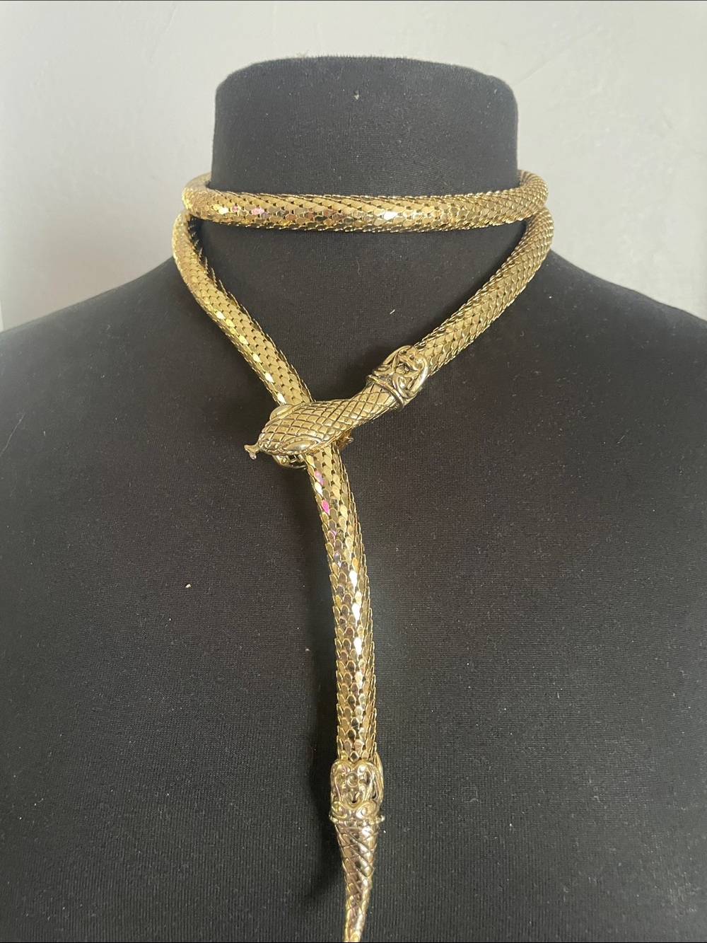 Amazing Snake Necklace .This piece features gold mesh material, super